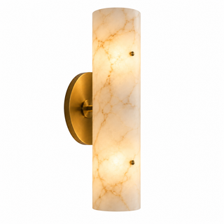 Beamiva Aurelia Alabaster-Style Glass Wall Sconce – Brushed Brass-Finish Wall Light — product image