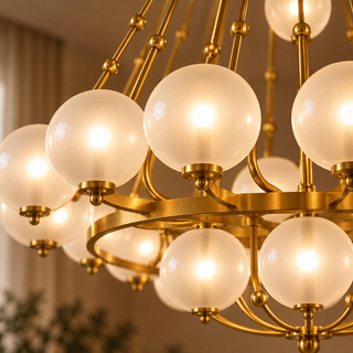 Beamiva Aurora Frosted Glass Globe Chandelier — interior scene