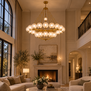 Beamiva Aurora Frosted Glass Globe Chandelier — detail close-up