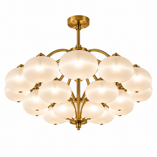 Beamiva Aurora Opal Glass Globe Chandelier – Modern Brass-Finish Multi-Light Ceiling Fixture — product image