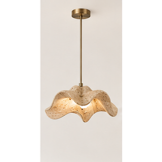 Beamiva Cairn Wave Travertine-Look Sculpted Pendant Light — product image