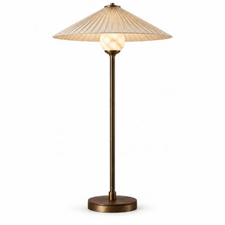 Beamiva Celeste Parasol Pleated Linen-Style & Alabaster-Style Floor Lamp — product image