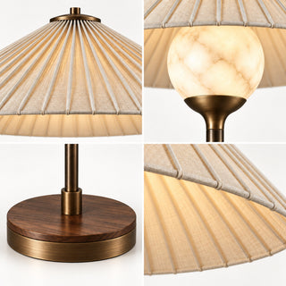 Beamiva Celeste Parasol Pleated Linen-Style & Alabaster-Style Floor Lamp — detail close-up