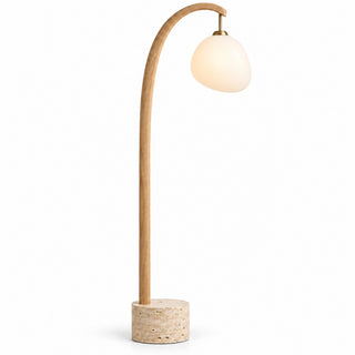 Beamiva Fjord Arch Wood-Look & Opal Glass Floor Lamp — product image
