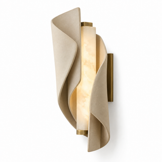 Beamiva Folded Veil Stone-Look & Alabaster-Style Wall Sconce — product image