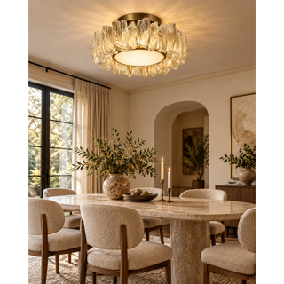 Beamiva Glacier Crown Sculpted Glass & Brass-Finish Ceiling Light — interior scene