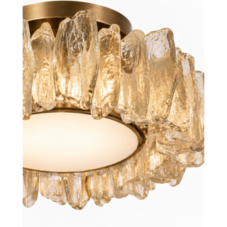 Beamiva Glacier Crown Sculpted Glass & Brass-Finish Ceiling Light — detail close-up