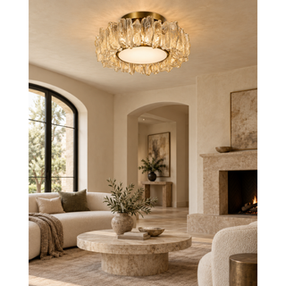 Beamiva Glacier Crown Sculpted Glass & Brass-Finish Ceiling Light — interior scene