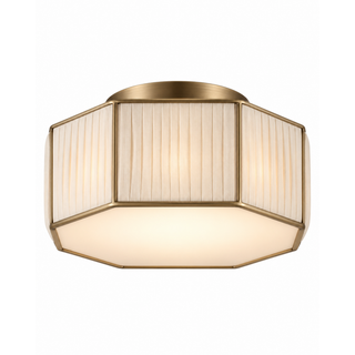 Beamiva Lucent Fold Pleated Linen-Style & Brass-Finish Ceiling Light — product image