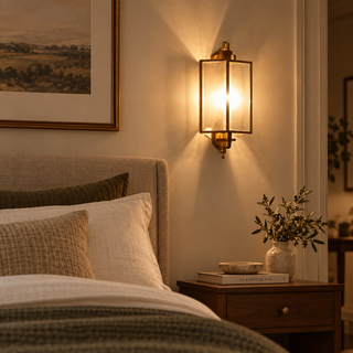 Beamiva Luna Vintage Brass-Finish Glass Wall Sconce — interior scene