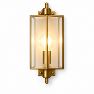 Beamiva Luna Vintage Brass-Finish Glass Wall Sconce — product image