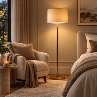 Beamiva Luna Linen-Style Floor Lamp — detail close-up