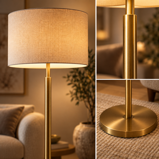 Beamiva Luna Linen-Style Floor Lamp — interior scene