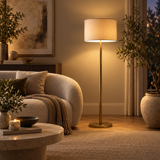 Beamiva Luna Linen-Style Floor Lamp — interior scene