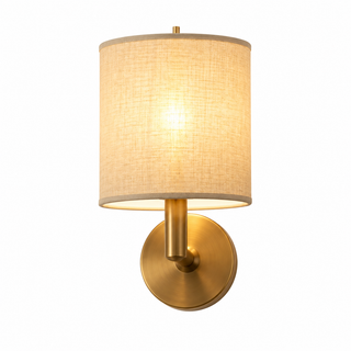 Beamiva Luna Linen-Style Wall Sconce | Brushed Brass-Finish Wall Lamp — product image