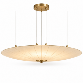 Beamiva Lunara Wide Linen-Style Disc Pendant Light — product image