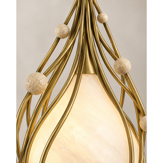 Beamiva Orbit Vine Alabaster-Style & Travertine-Look Sculptural Pendant Light — detail close-up