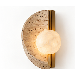 Beamiva Orion Arc Travertine-Look & Alabaster-Style Wall Sconce — product image