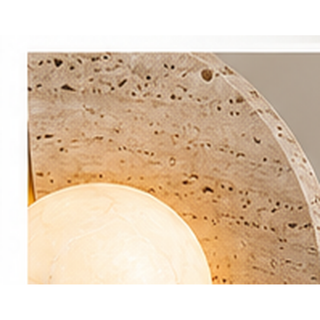 Beamiva Orion Arc Travertine-Look & Alabaster-Style Wall Sconce — detail close-up