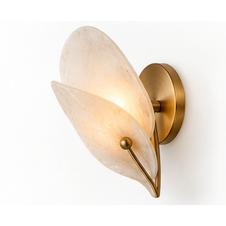 Beamiva Selene Petal Alabaster-Style & Brass-Finish Wall Sconce — product image