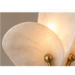 Beamiva Selene Petal Alabaster-Style & Brass-Finish Wall Sconce — detail close-up