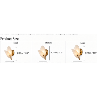 Beamiva Selene Petal wall sconce product size chart for small medium and large variants