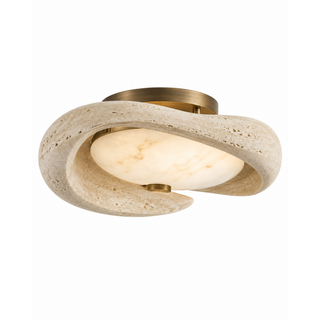 Beamiva Serein Loop Travertine-Look & Alabaster-Style Sculptural Ceiling Light — product image