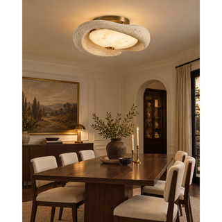 Beamiva Serein Loop Travertine-Look & Alabaster-Style Sculptural Ceiling Light — interior scene