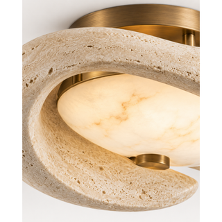 Beamiva Serein Loop Travertine-Look & Alabaster-Style Sculptural Ceiling Light — detail close-up