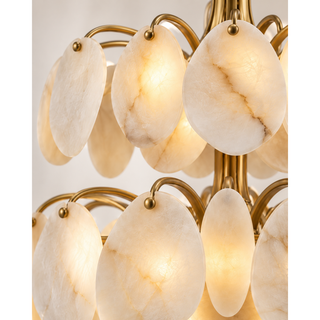 Beamiva Solara Cascade Alabaster-Style Petal Chandelier — detail close-up