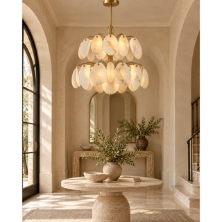 Beamiva Solara Cascade Alabaster-Style Petal Chandelier — interior scene