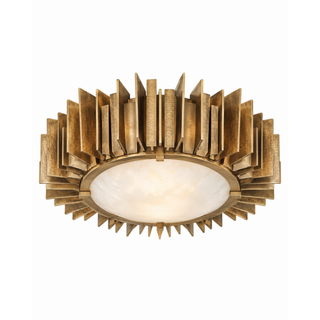 Beamiva Solstice Crown Hammered Brass-Finish & Alabaster-Style Ceiling Light — product image