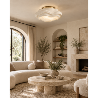Beamiva Strata Cloud Sculptural Alabaster-Style Ceiling Light — interior scene