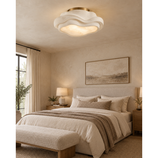 Beamiva Strata Cloud Sculptural Alabaster-Style Ceiling Light — interior scene