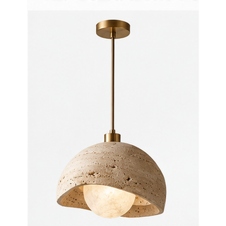 Beamiva Terra Drift Travertine-Look Dome Pendant Light — product image